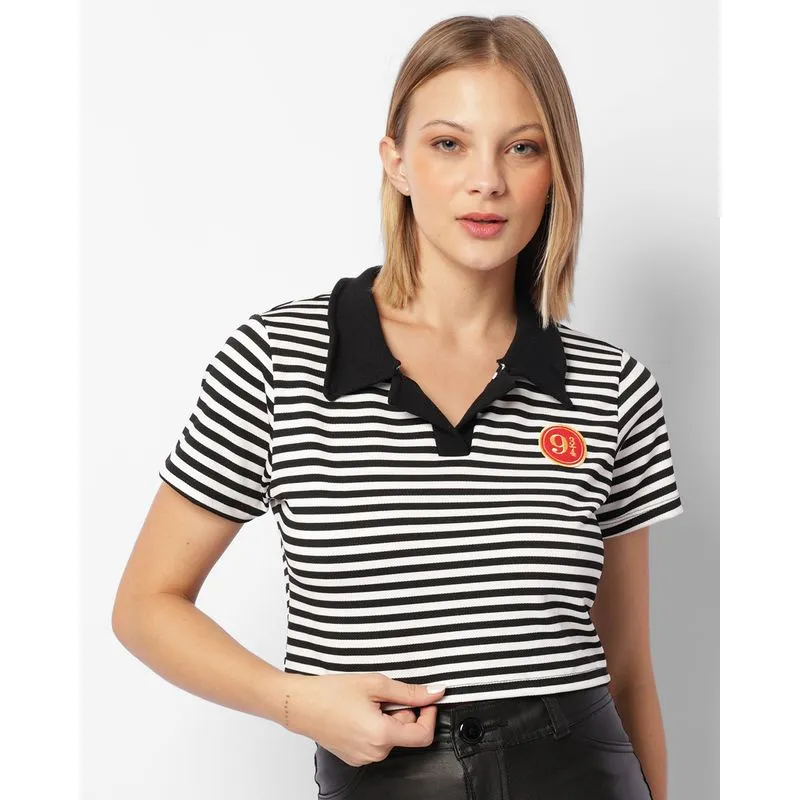 Camiseta Feminina Cropped Warner Harry Potter Manga Curta Preta G