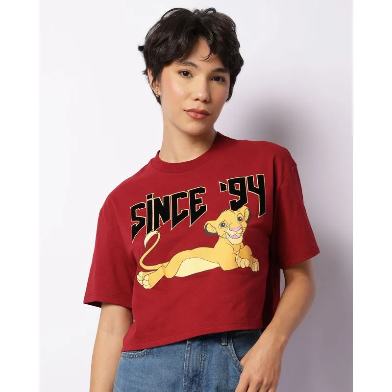 Camiseta Feminina Cropped Simba O Rei Leão Vermelho M
