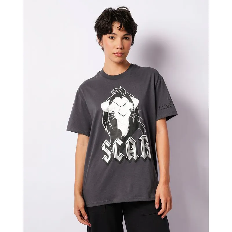 Camiseta Feminina Disney Scar O Rei Leão Manga Curta Cinza G