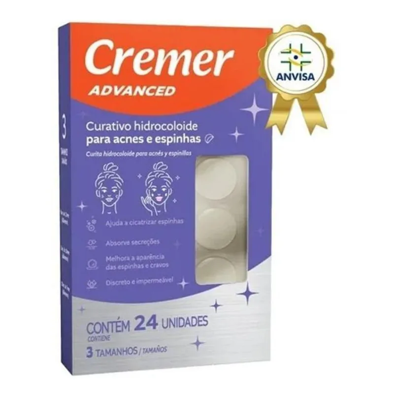 3x Curativo Hidrocoloide Para Acnes E Espinhas Cremer - 1 Ca