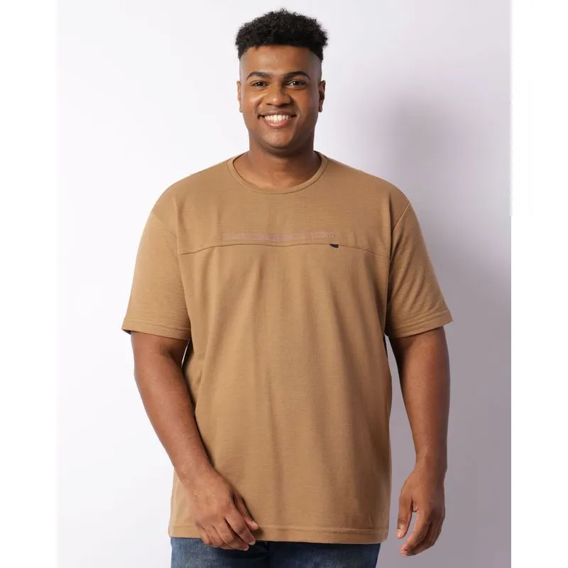 Camiseta Plus Size Masculina Gangster Texturizada Manga Curta Marrom G4