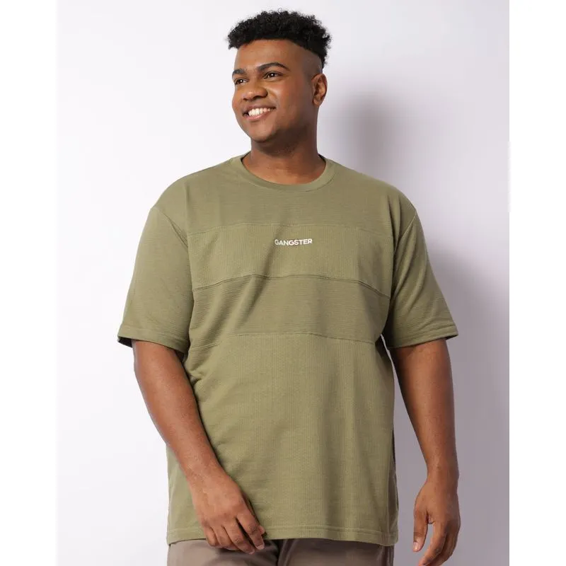 Camiseta Plus Size Masculina Gangster Texturizada Manga Curta Verde G4