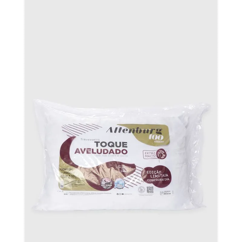 Travesseiro Altenburg Toque Aveludado 48cm x 68cm Branco UN