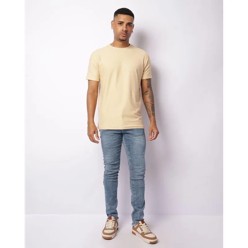 Calça Jeans Masculina Reta Com Puídos Cordão Azul 40