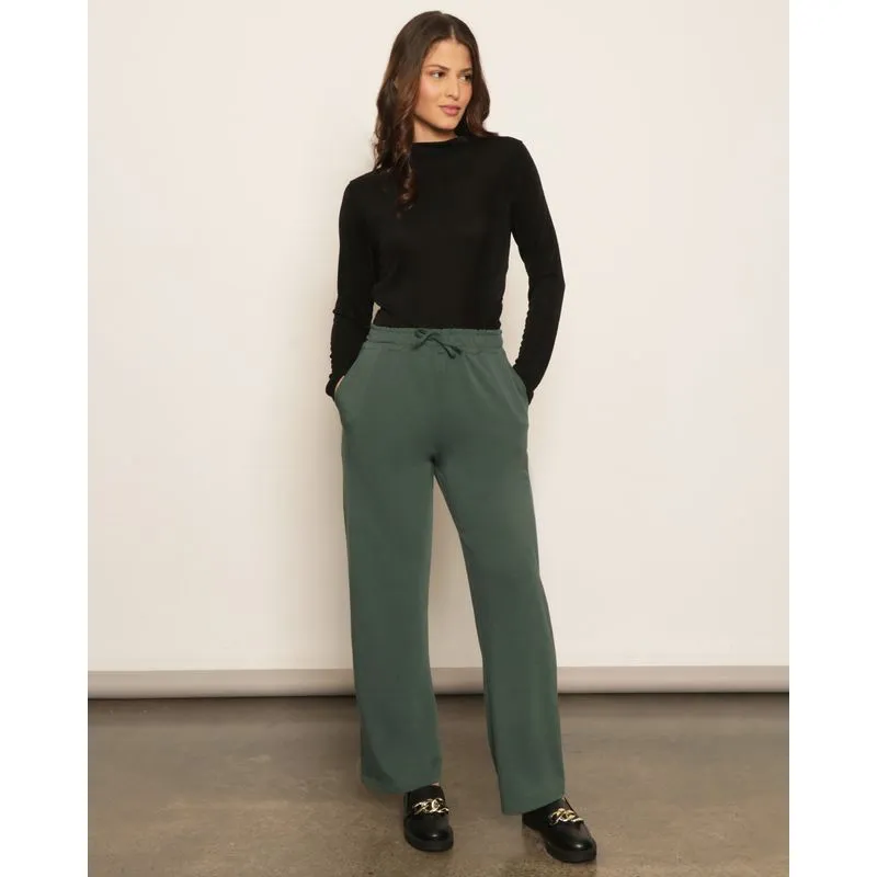 Calça Feminina Wide Leg Moletinho Verde P