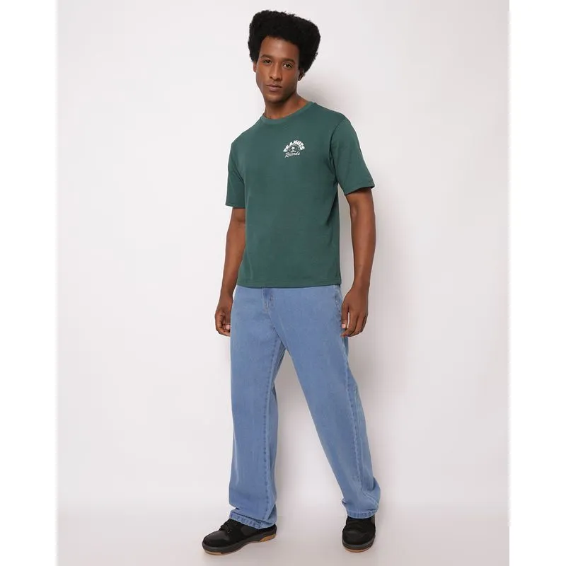Calça Jeans Masculina Baggy com Bolsos Azul 40