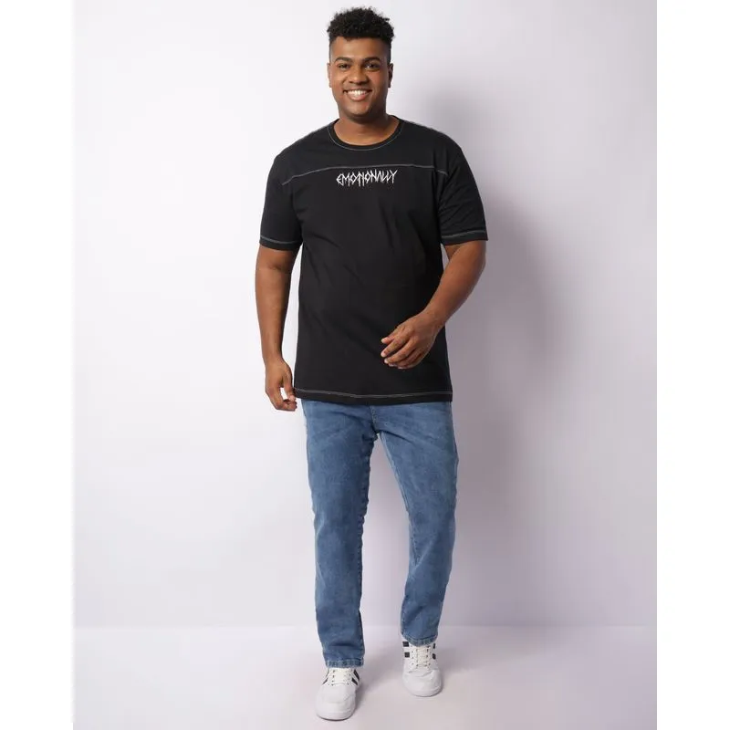 Calça Jeans Plus Size Masculino Slim Com Bolsos Azul 50