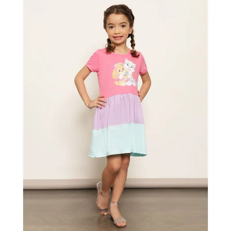 Vestido Infantil Três Marias Estampa Patrulha Canina Nickelodeon Rosa 10