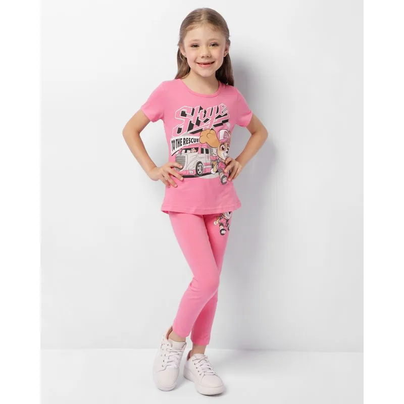 Calça Legging Infantil Estampa Skye Patrulha Canina Rosa 10
