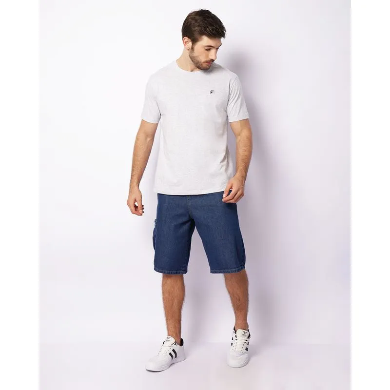 Bermuda Jeans Masculina Baggy Bolso Cargo Azul 40