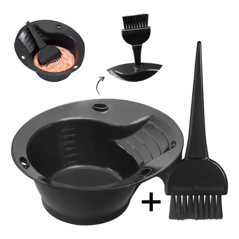 3x Kit Tigela Coloração, Química Cumbuca + Pincel Largo Tint