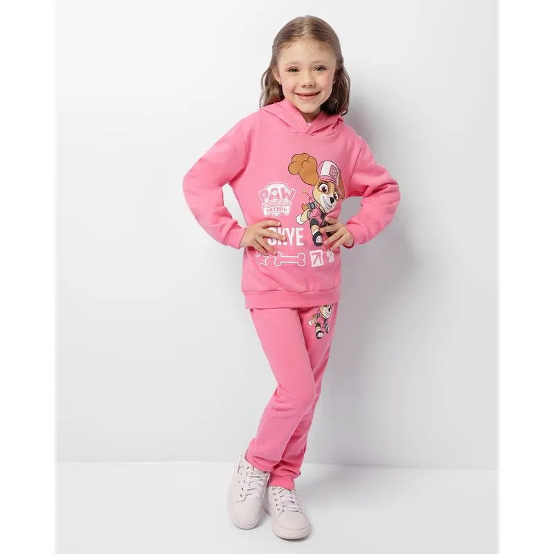 Calça Moletom Infantil Peluciada Jogger Estampa Skye Patrulha Canina Rosa 6