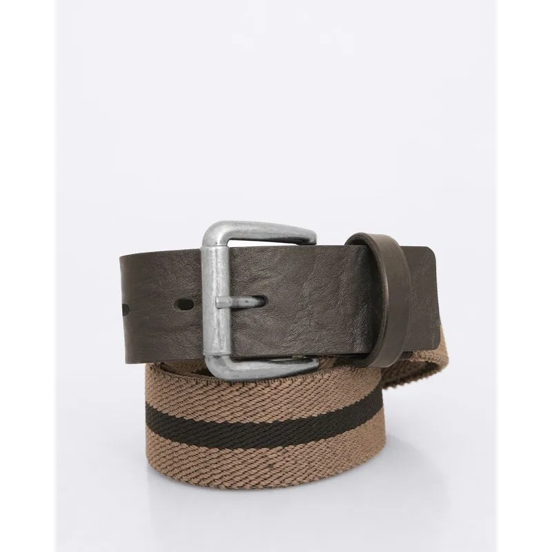 Cinto Masculino Casual Lona Com Fivela Listrado Cinza M