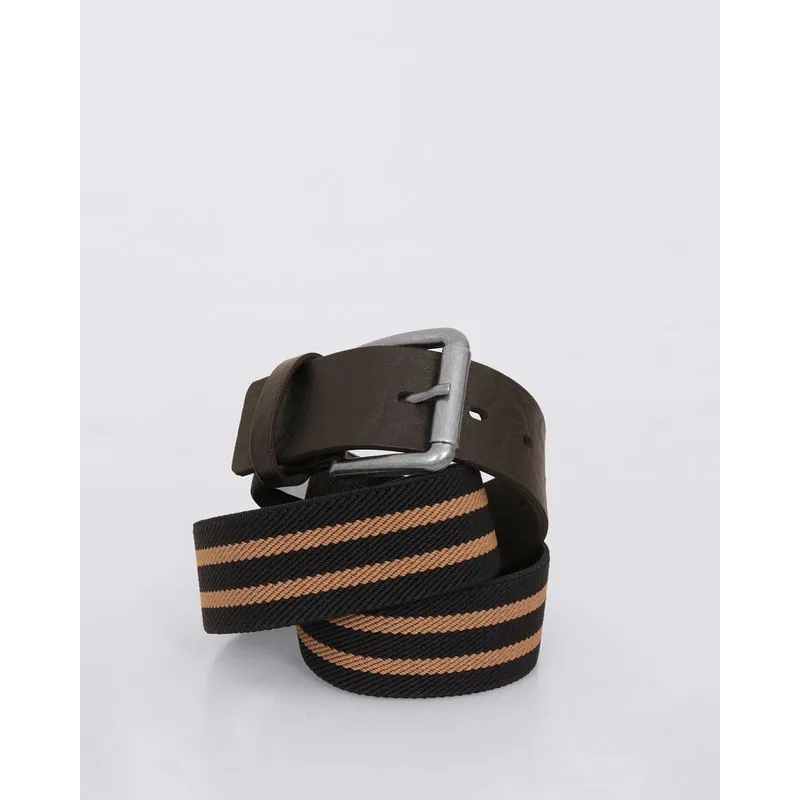 Cinto Masculino Casual Lona Com Fivela Listrado Marinho G