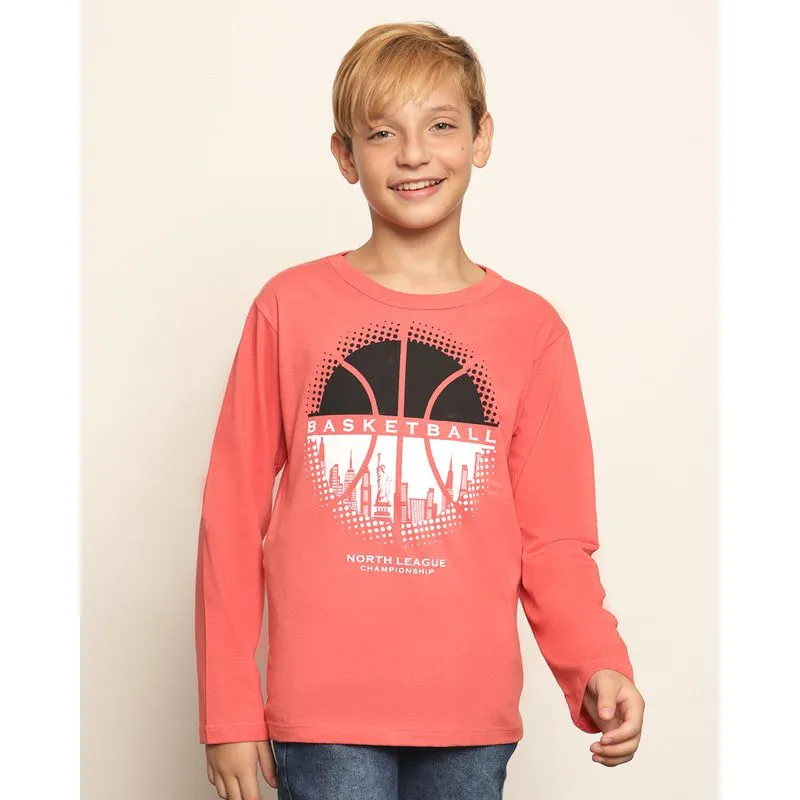 Camiseta Juvenil Estampa Sortida Manga Longa Laranja 6