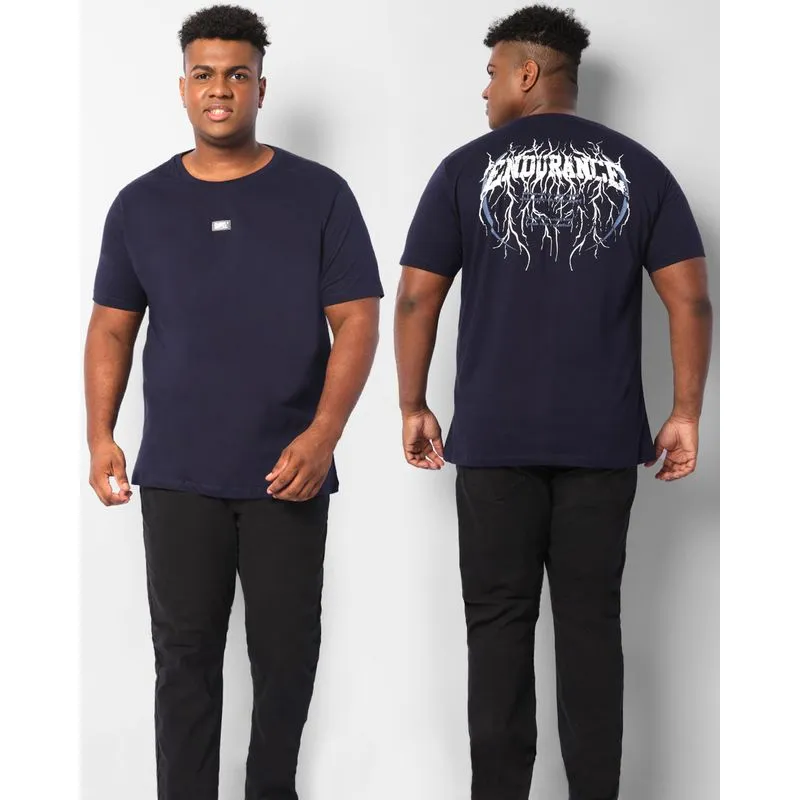 Camiseta Plus Size Masculina Oversized Manga Curta Marinho G2