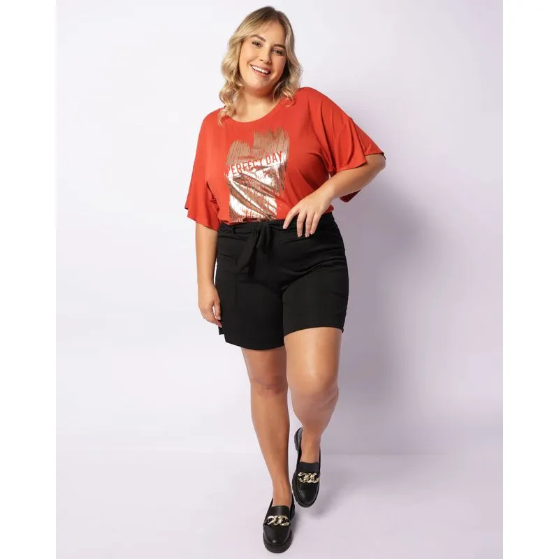 Short Plus Size Feminino com Bolsos Preto G2