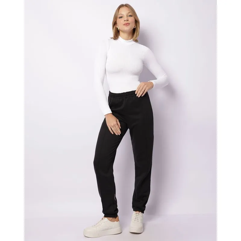 Calça Moletom Feminina Jogger Peluciada Preta G