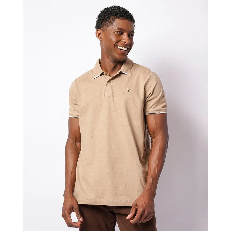 Camisa Polo Masculina Botone Manga Curta Marrom P