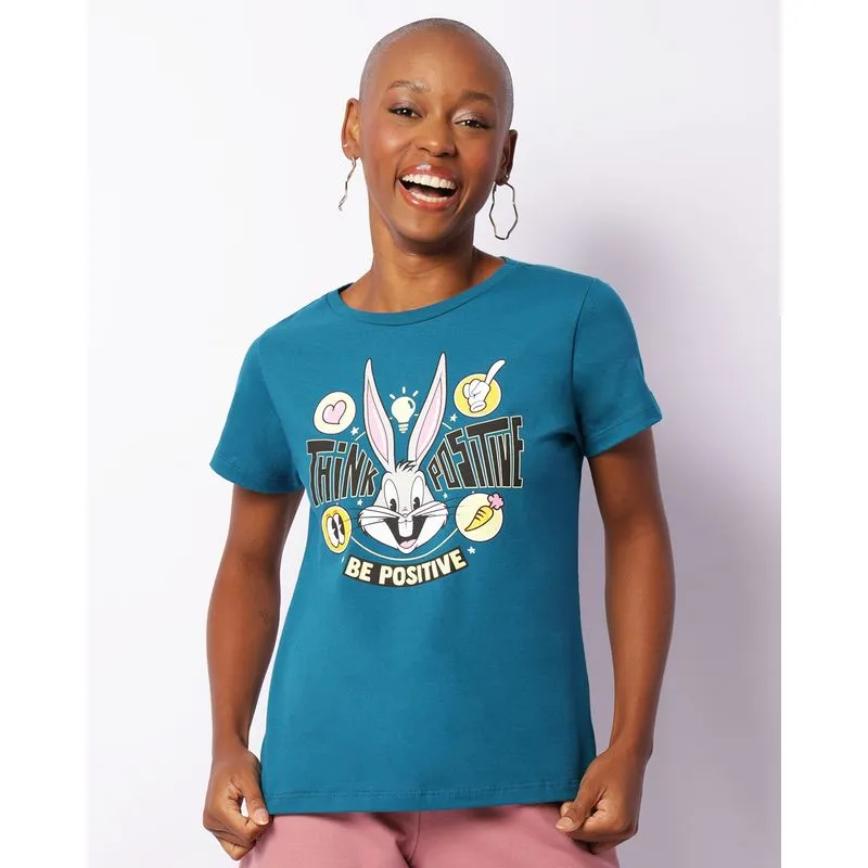 Camiseta Feminina Warner Pernalonga Manga Curta Azul G