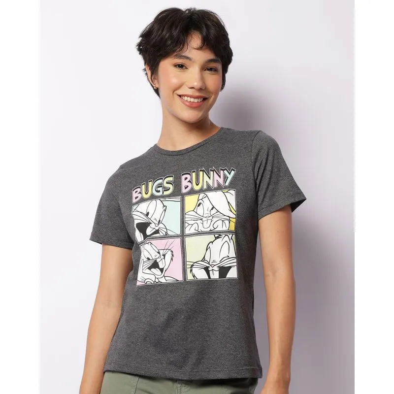 Camiseta Feminina Warner Pernalonga Manga Curta Cinza M