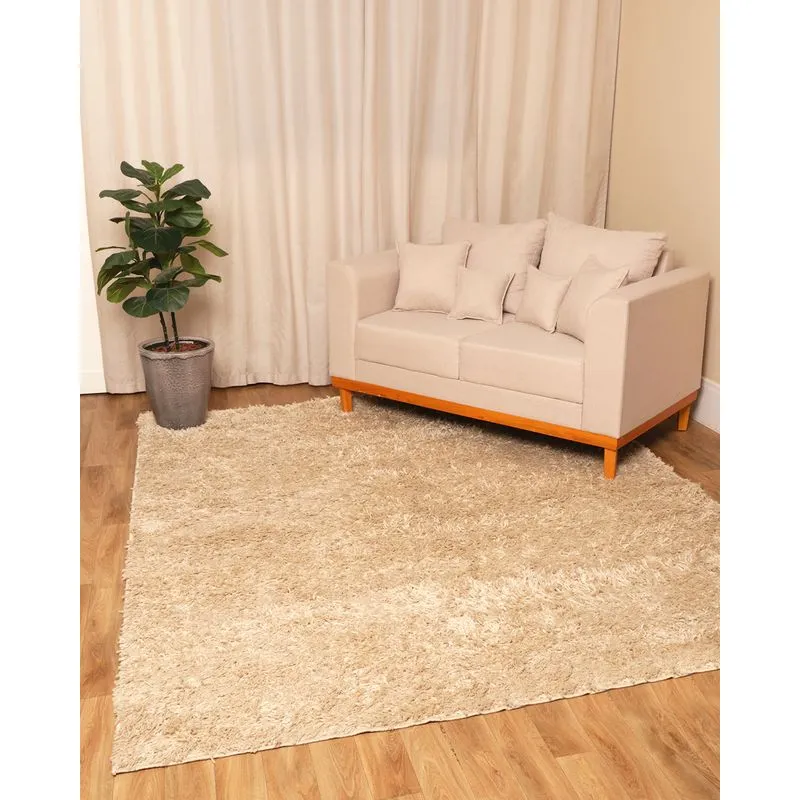 Tapete Para Sala Oasis 200cm x 240cm Felpudo Macio Bege UN