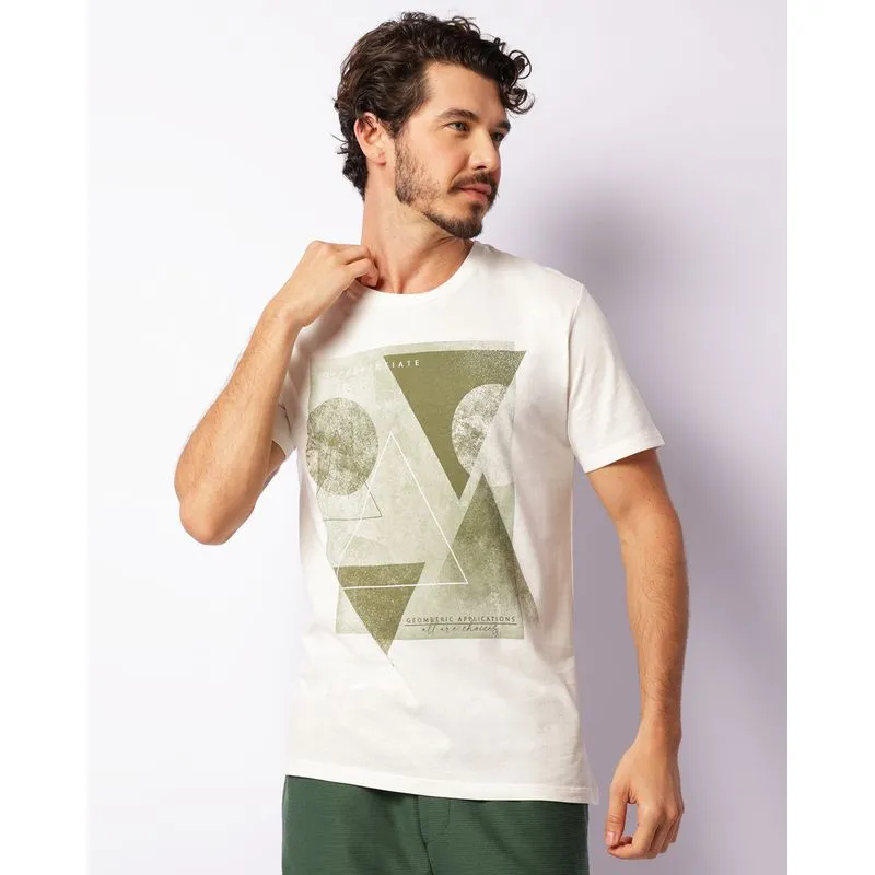 Camiseta Masculina Estampa Geométrica Manga Curta Off White G