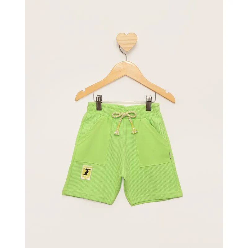 Bermuda Bebê Moletinho Com Bolsos Neon Verde 1