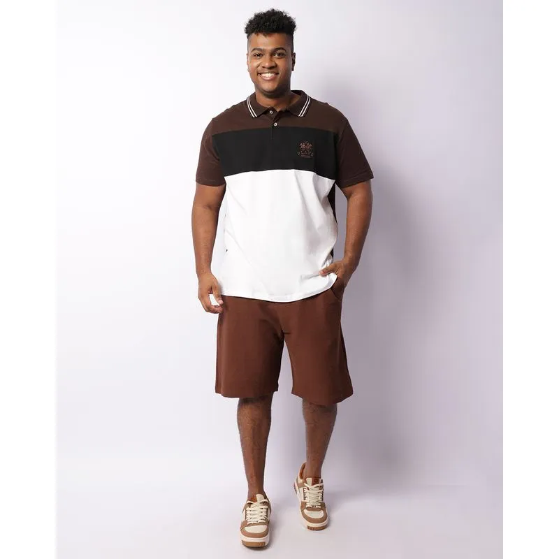 Bermuda Plus Size Masculina Reta Texturizada Marrom G1