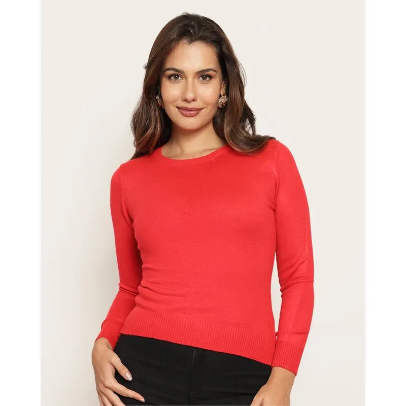 Blusa Feminina Manga Longa Tricô Vermelha G
