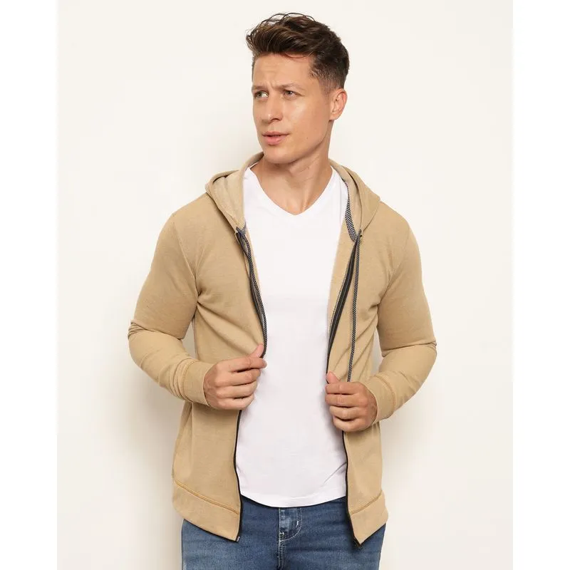 Jaqueta Masculina Moletinho Peluciada Manga Longa Texturizada Bege P
