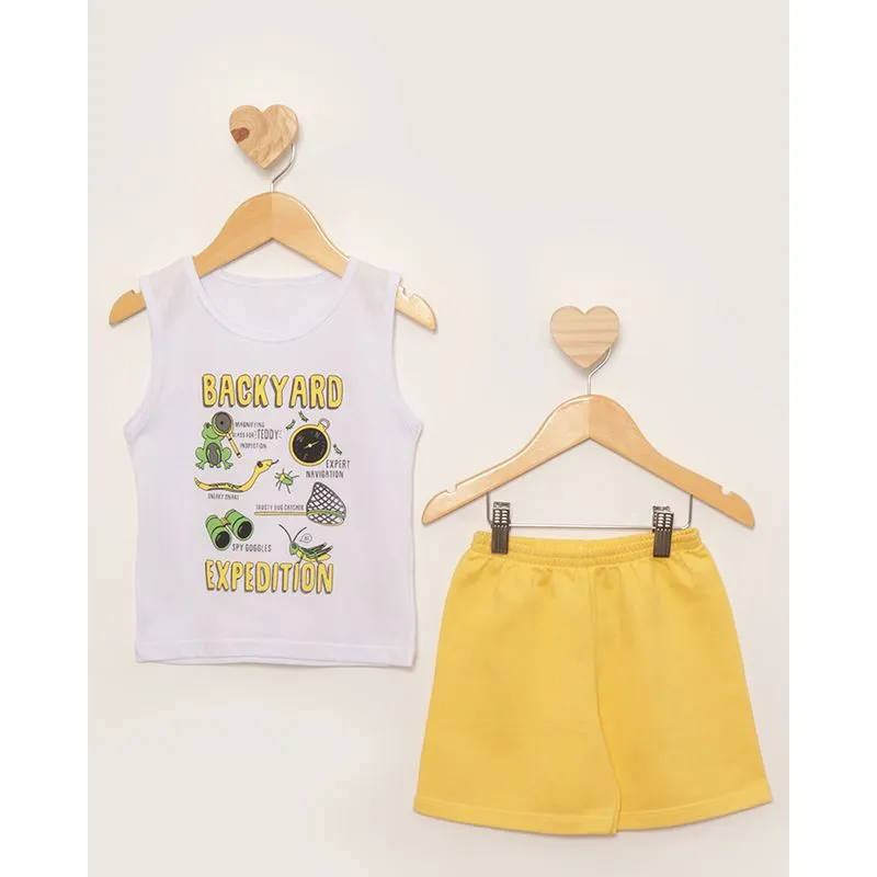Conjunto Bebê Regata Estampa Frontal Branco 1