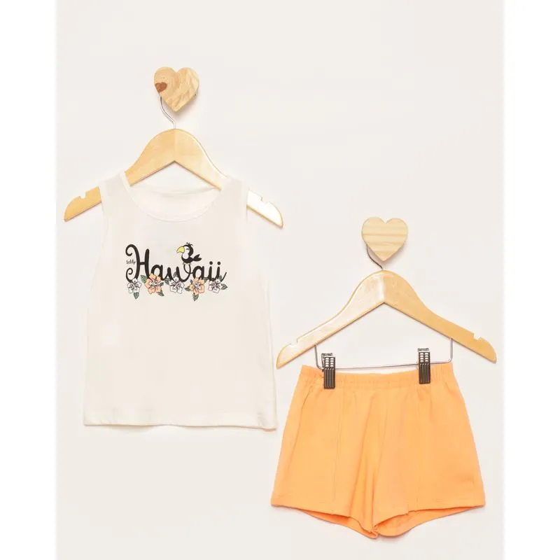 Conjunto Bebê Curto Estampa Frontal Off White 1