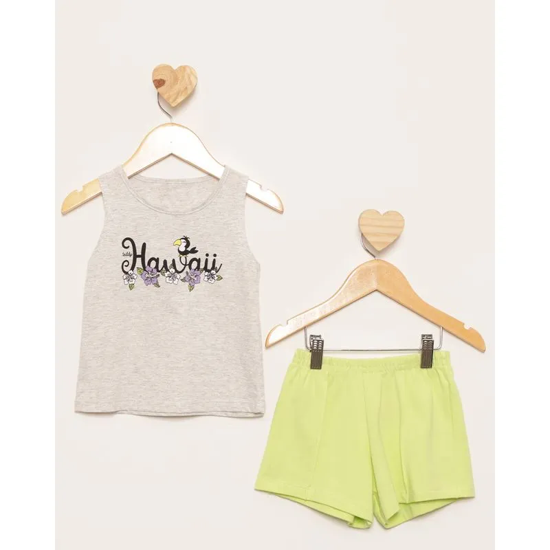 Conjunto Bebê Curto Estampa Frontal Cinza 1