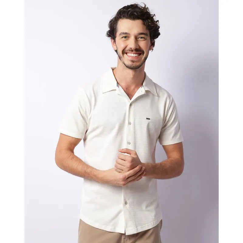 Camisa Masculina Manga Curta Texturizada Off White GG