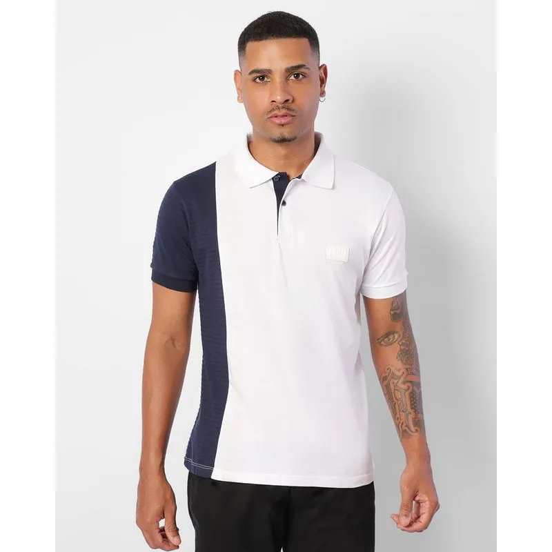 Camisa Polo Masculina Com Recortes Manga Curta Branca P