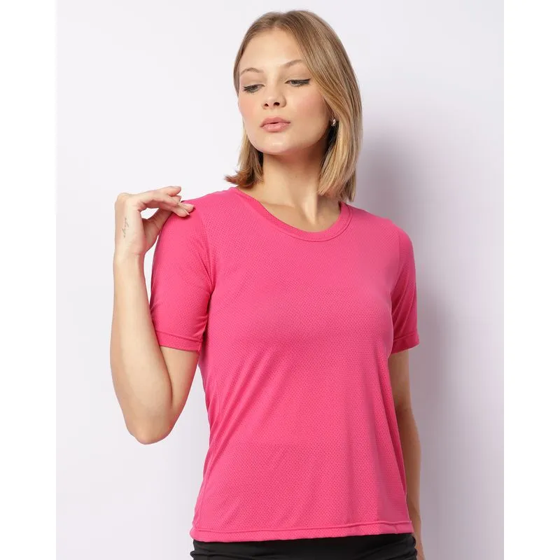 Camiseta Fitness Feminina Manga Curta Rosa G