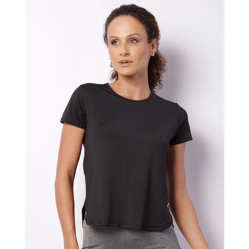 Blusa Fitness Feminina Fitter Manga Curta Preto GG