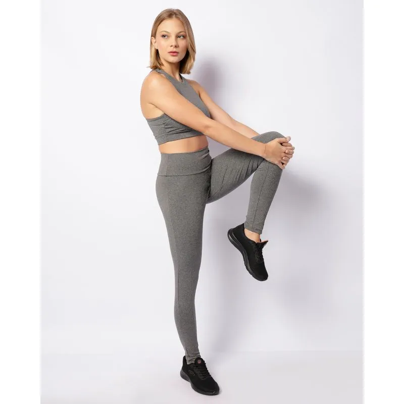 Calça Legging Fitness Feminina Fitter Com Recortes Cinza M