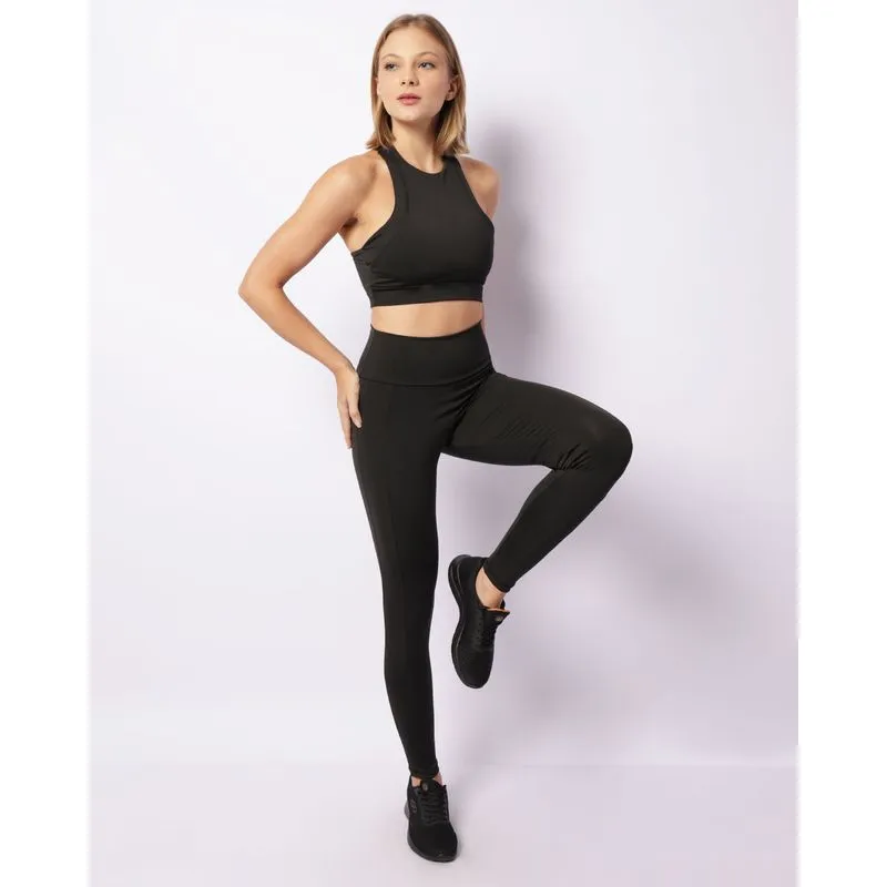 Calça Legging Fitness Feminina Fitter Com Recortes Preta P