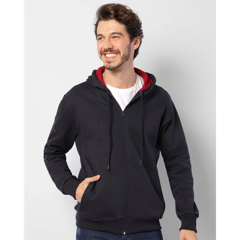 Jaqueta Moletom Masculina Peluciada Capuz Texturizada Marinho GG