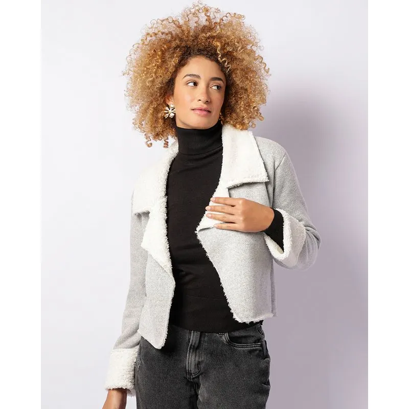 Casaco Feminino Com Pelinho Cinza GG