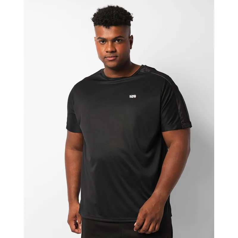 Camiseta Plus Size Masculina Esportiva Dry Fit Manga Curta Preta G3