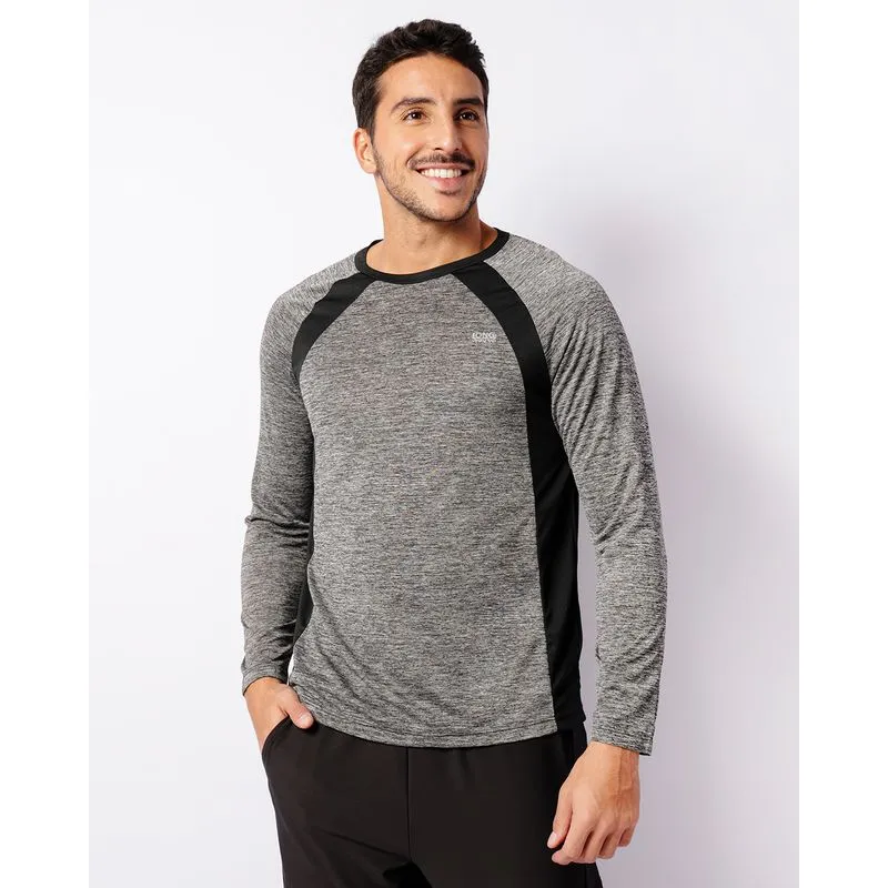 Camiseta Manga Longa Esportiva Masculina Com Recortes Preta P