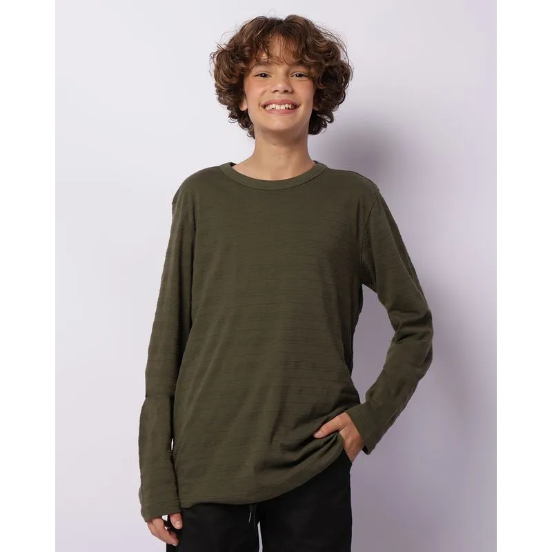 Camiseta Juvenil Texturizada Manga Longa Verde 12