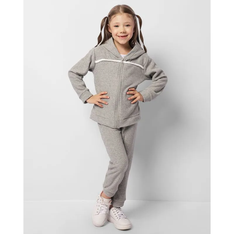 Calça Infantil Boucle Peluciada Jogger Cinza 8