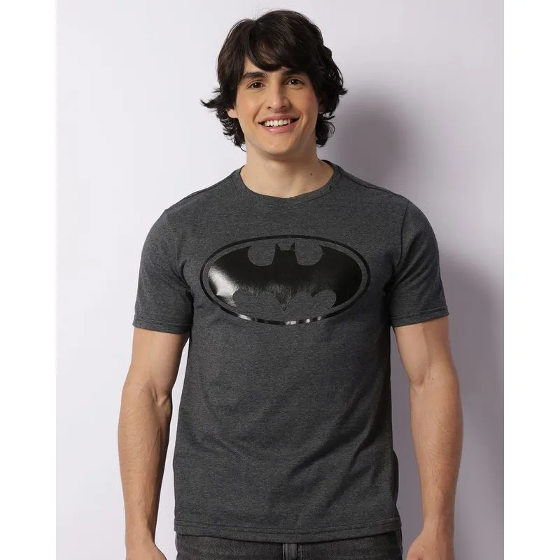 Camiseta Masculina DC Comics Batman Manga Curta Cinza M