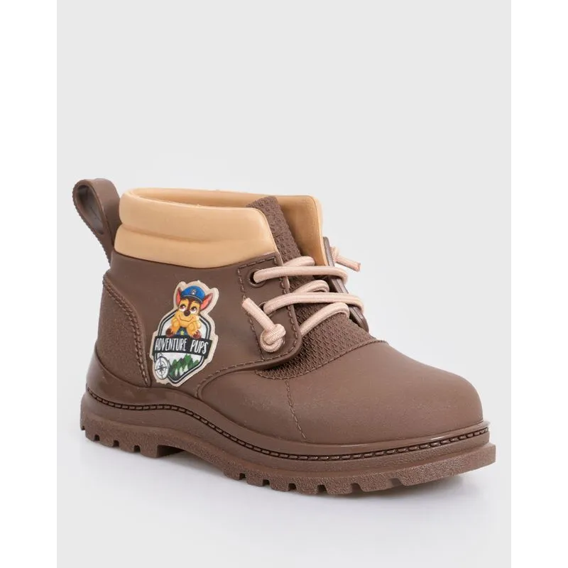 Bota Bebê Cano Curto Aplique Patrulha Canina Marrom 22