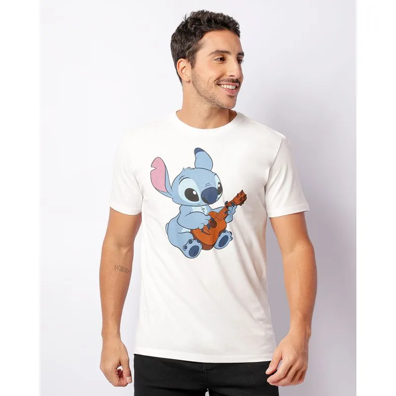 Camiseta Masculina Disney Stitch Manga Curta Branca M