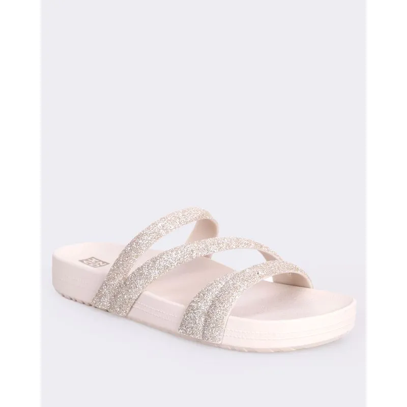 Sandália Rasteirinha Feminina Zaxy Tiras Com Glitter Off White 33/34
